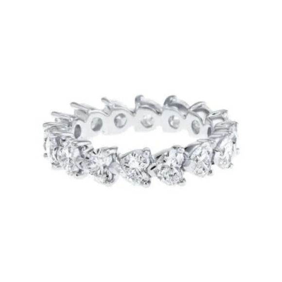 ⚡Lovely Diamonds Sweet Zircon Silver Heart Eternity Rings for Women, MARR9139 - Picture 2 of 5